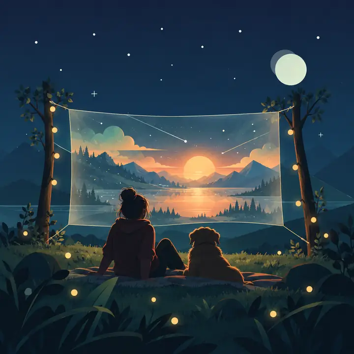 Colorful illustrated scene used as a visual example for batch image upscaling.